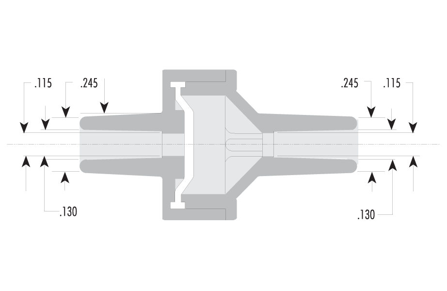 Straight End Fitting R-701 Inner and Outer Dimensions